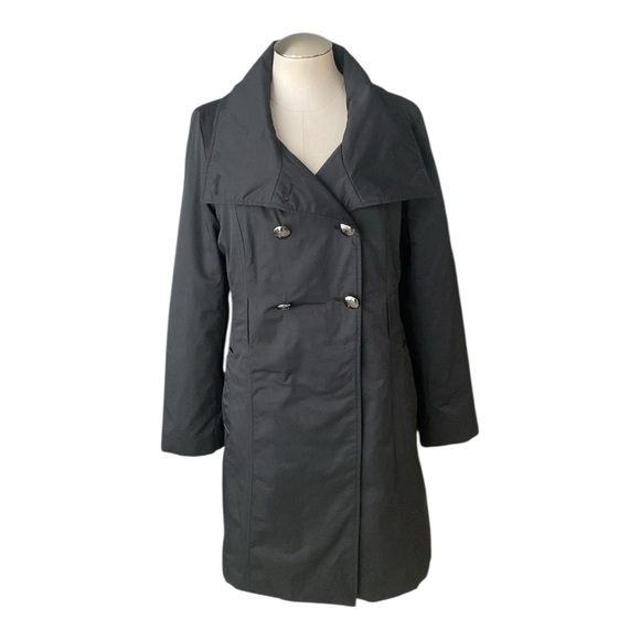 Guess Jackets & Blazers - Guess Black Double-Breasted Trench Coat M NWT Animal Print Lining